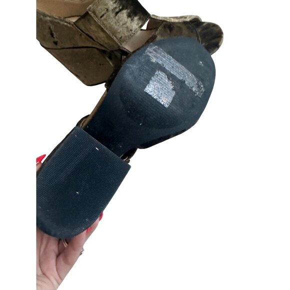 CABI Olive Brown Crushed Velvet Heels Size US 7 - Picture 6 of 10